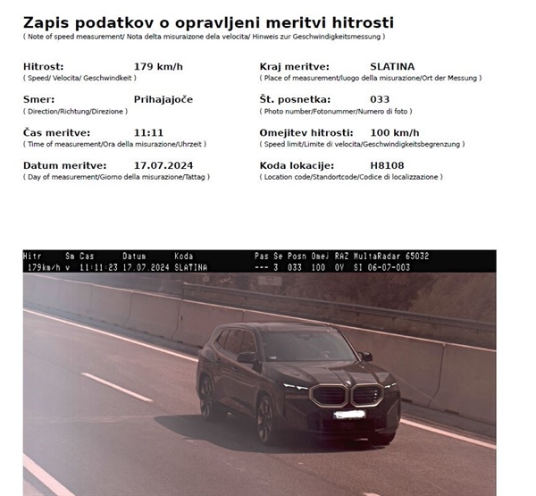 Madžarski voznik močno prekoračil hitrost na avtocesti